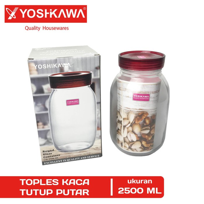 YOSHIKAWA Toples Kaca Polos Size XL 2500 ML Glass Jar EVL-CW-1083
