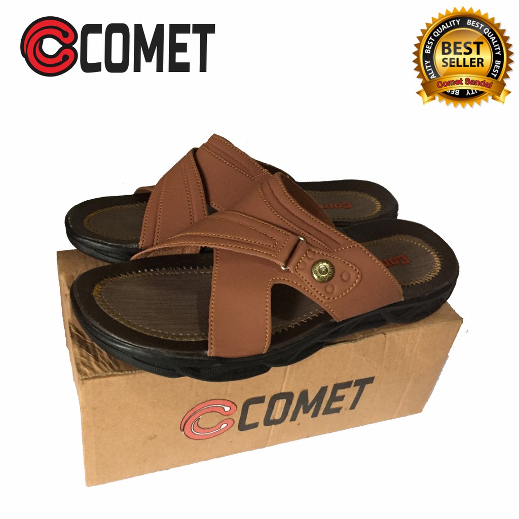 Sendal kulit pria Comet BKSLP001JJG Sandal slop casual pria Sandal slop pria  Sandal slide pria-1