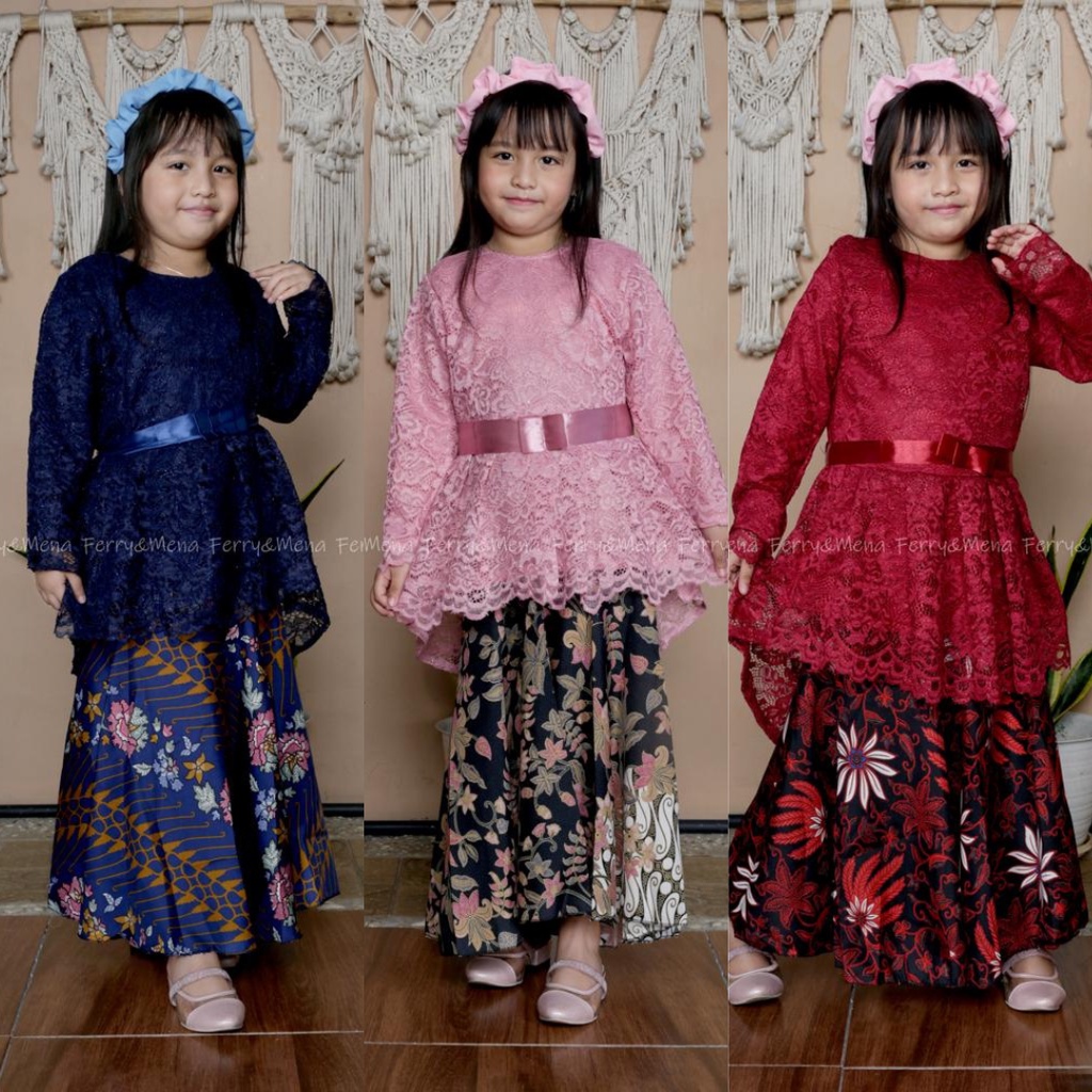 Setelan Kebaya Anak Modern / Setelan Kebaya Aurora Anak Brokat / Setelan Kebaya Anak Dengan Rok Duyung Aneka Pilihan Warna