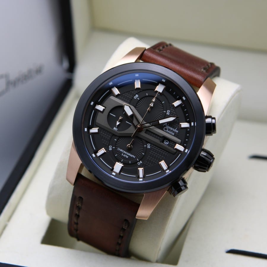 NEW ARRIVAL  JAM TANGAN PRIA BRANDED AC 6562 DIAMETER 45MM CHRONO AKTIV DETIK DATE STOPWATCH LEATHER