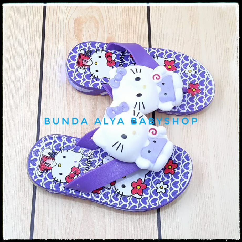 Sendal Jepit Anak Perempuan Usia 1 2 3 Tahun UNGU Motif Karakter Lucu Bahan Karet Elastis Anti Licin Size 24-29