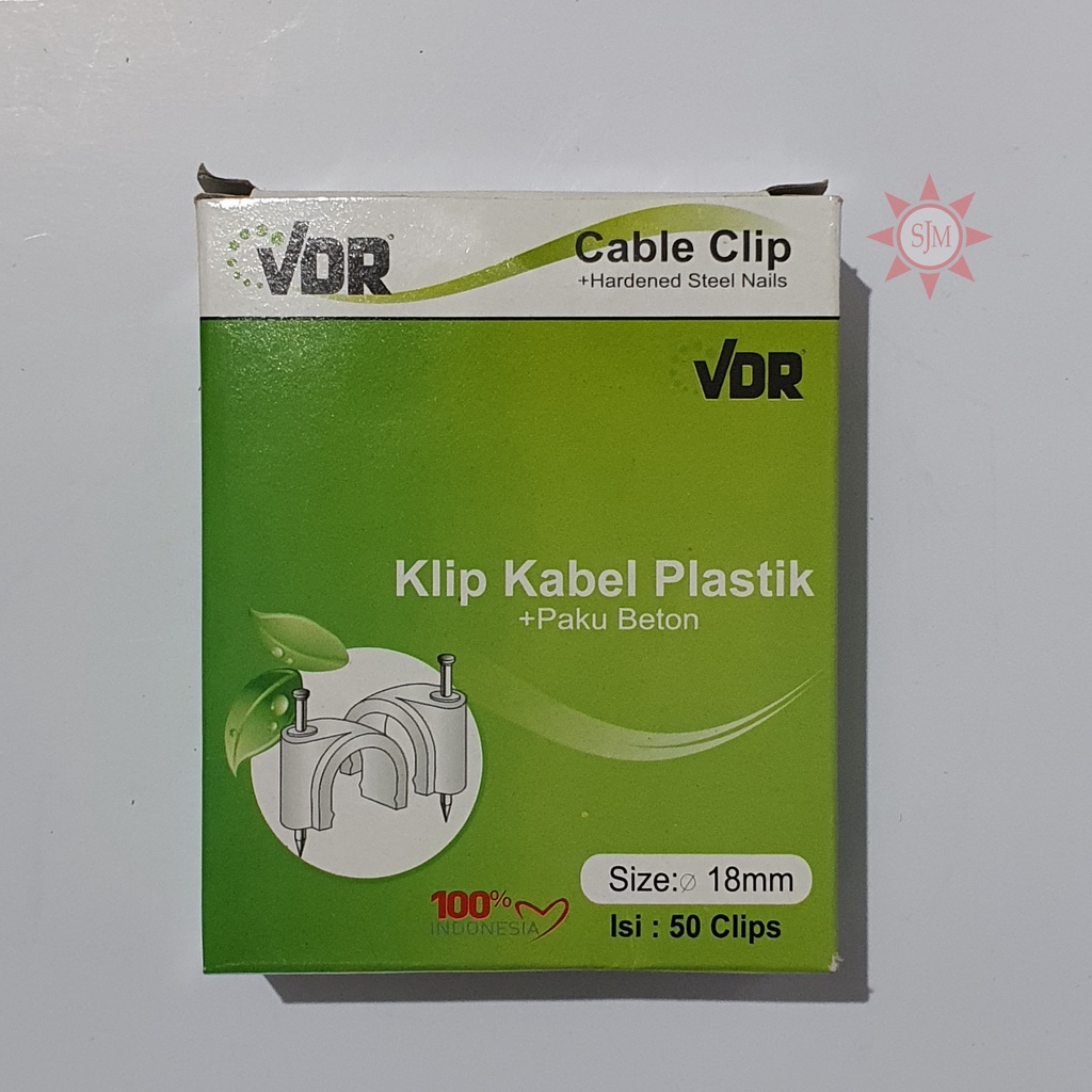 Klem Kabel Klip Kabel Plastik Paku Beton 18mm VDR