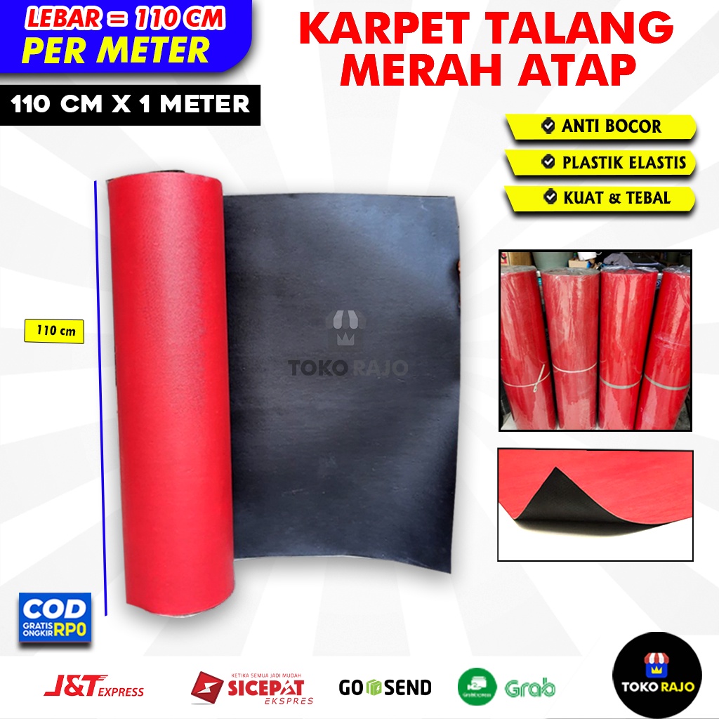 Karpet Talang Air Merah Hitam Tebal Karpet Talang Air Atap Anti Bocor Merah Hitam 55 Cm 90 Cm Plasti