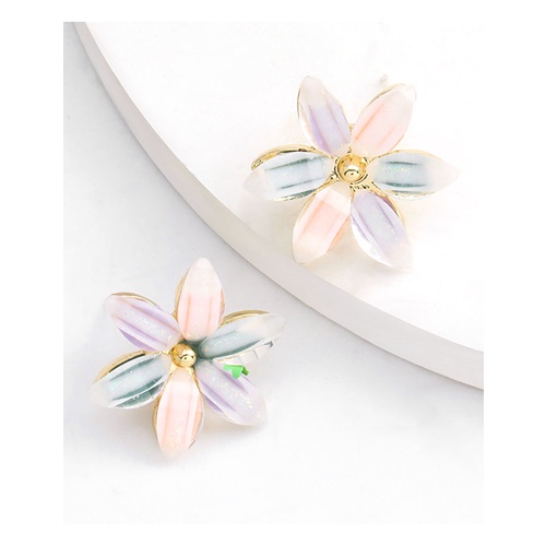 LRC Anting Tusuk Fashion Resin Butterfly Flower Alloy Earrings K64239