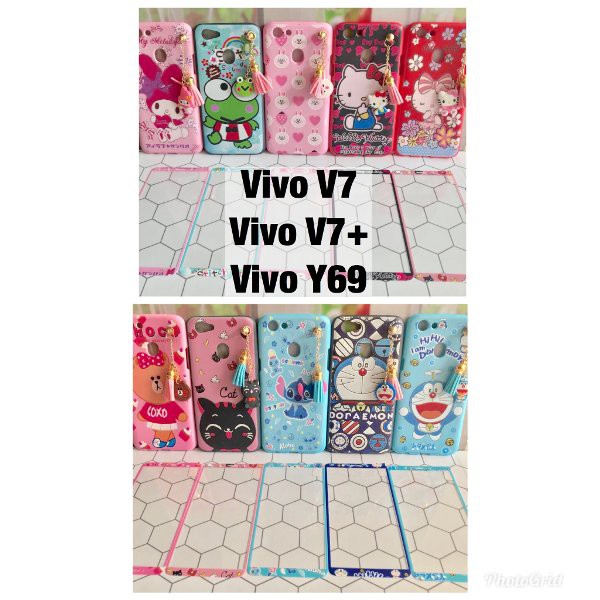 Dijual Soft Case 360 MURAH gantungan tali motif V7 V7 plus Y69 doraemon hello kitty melody keropi