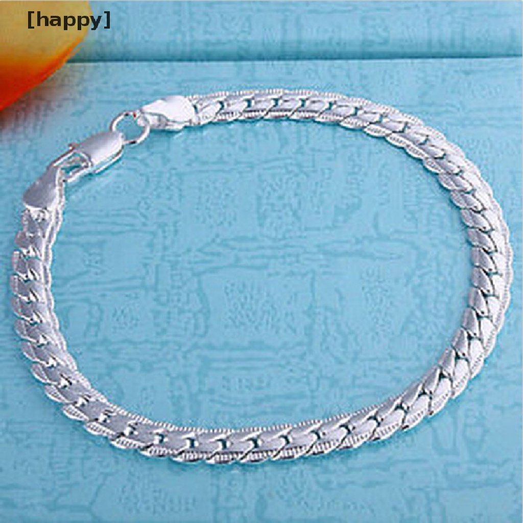 Gelang Rantai Ular Lapis Silver Lebar 5mm Untuk Pria