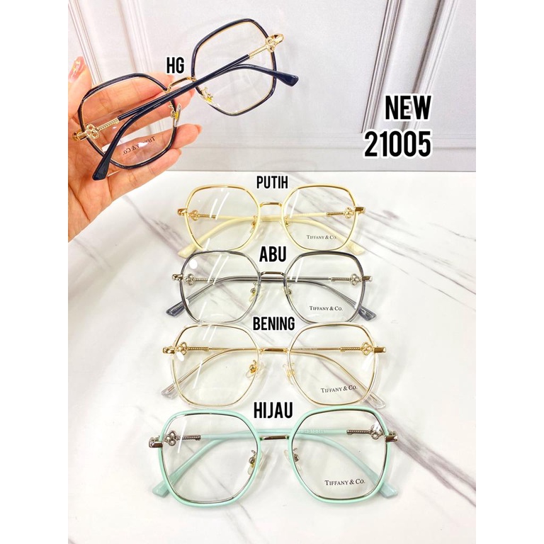 Frame 21005 Kacamata kotak segi enam Paket kacamata minus plus cylinder antiradiasi