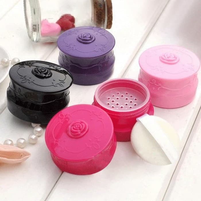 Tempat Bedak Tabur Mini Flower Loose Powder Case Wadah Travel AC010