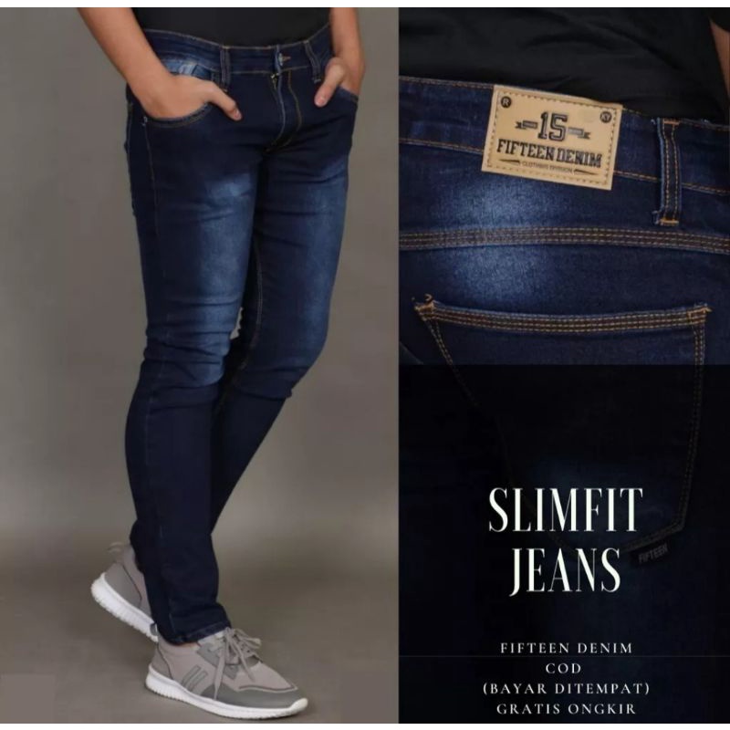 Celana Jeans Skiny Streetch Original Fifteen denim - Celana Jeans Pria