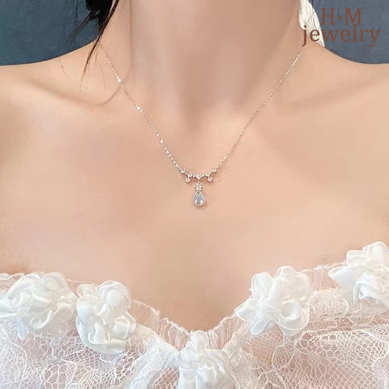 Kalung Rantai Sterling Silver 925 Dengan Liontin Batu Moonlight Warna-Warni Untuk Wanita