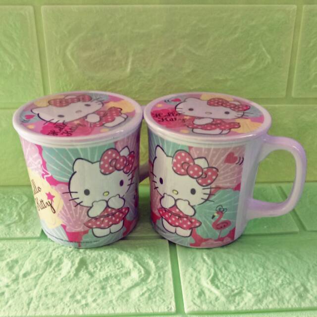 Cangkir Mug+Tutup 3,5" Vanda Melamine motif hellokitty