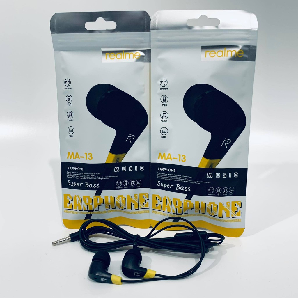 Headset Realme MA-13 Super Bass With Mic Earphone Pee Box 30pcs