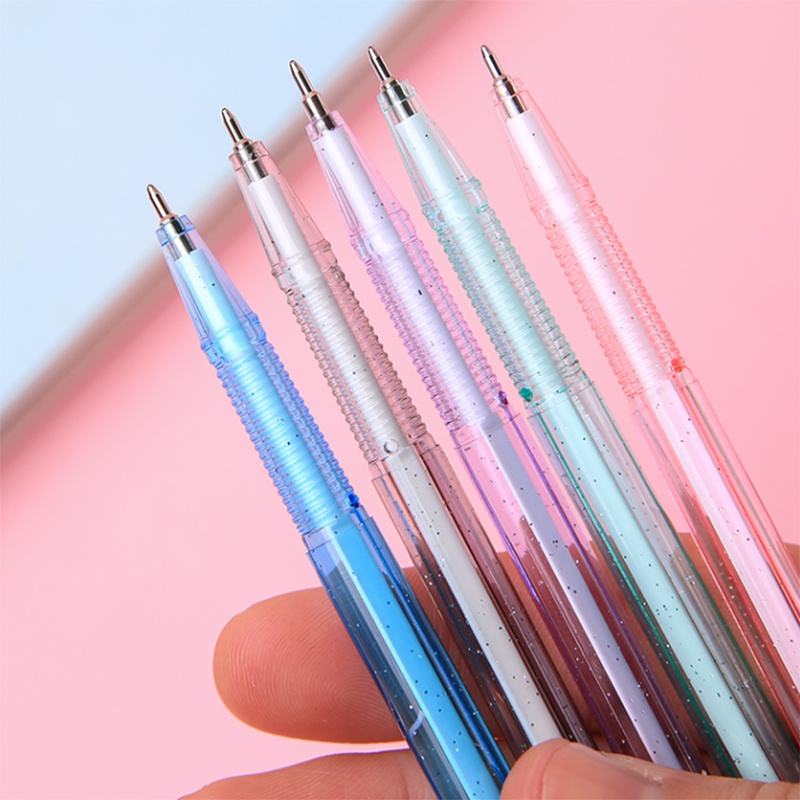 Pulpen Tinta Biru Ukuran 0.5mm Bentuk Peluru Warna-Warni