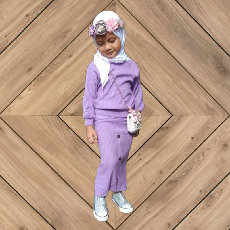 Sweater rajut setelan rok anak perempuan cardigan anak