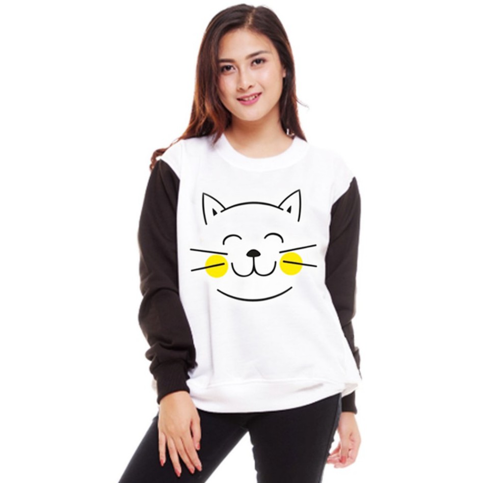 Bess - Sweater Murah RoundHand!!! Sweater ROUNDHAND CAT SMILE