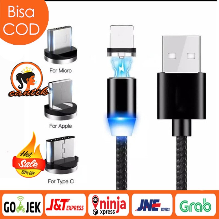 KABEL CAS MAGNET 3 IN 1 / KABEL CHARGER MAGNETIC 3 IN 1 FAST CHARGING 2.4A DENGAN LED INDIKATOR