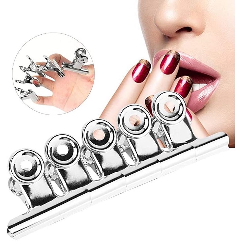 6pcs / Set Klip Penjepit Kuku Palsu Bentuk C Bahan Stainless Steel Untuk Nail Art Diy