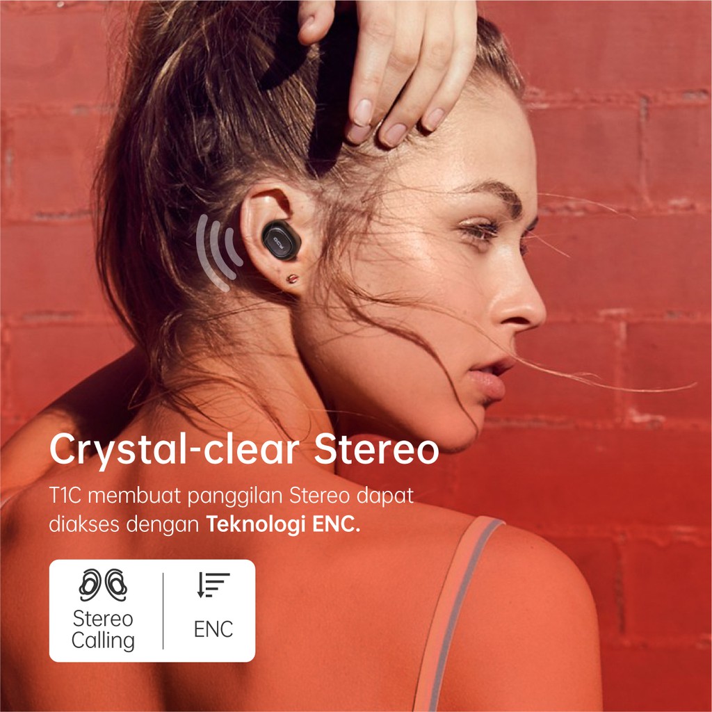 OASE QCY T1C - TWS Music Earbuds [Daya baterai 20jam, Crystal-clear Stereo, Garansi Resmi]