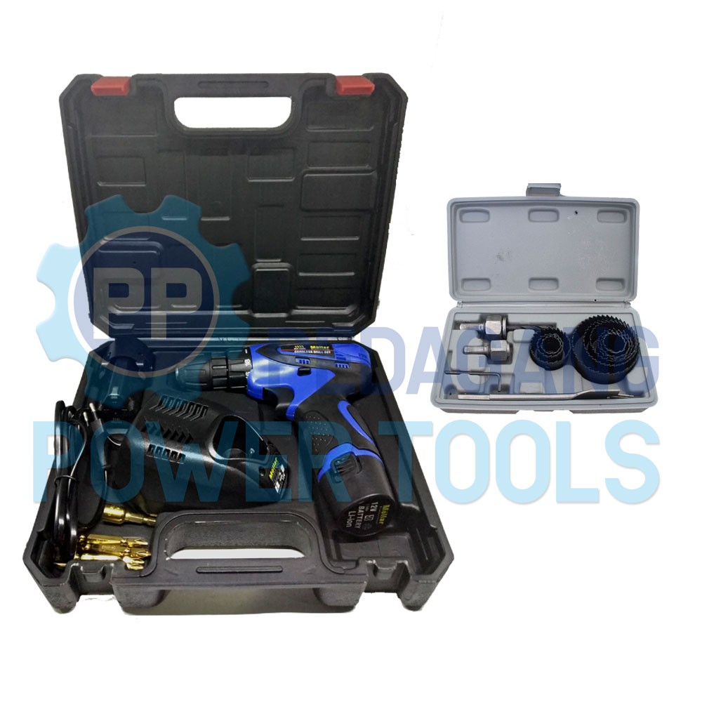 MOLLAR CDD35 BOR CORDLESS 12V & MATA BOR KAYU HOLESAW SET 13 PCS