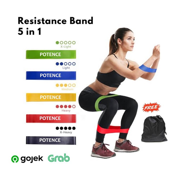 POTENCE 5 IN 1 RESISTANCE BAND EXERCISE / KARET PAHA / PAKET 5 BAND