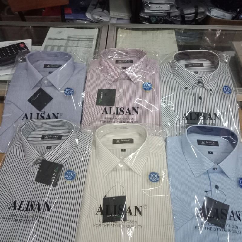 alisan motif lengan pendek ukuran 16.5 -17.5 JUMBO