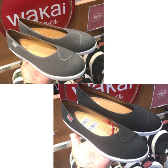 Wakai flat shoes slip on grey black original sale