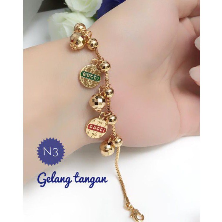 (FEB) PROMO TERMURAH Set Perhiasan Lapis Emas Xuping Gelang Jurai Gucci Gold Mewah Titanium Rralpic