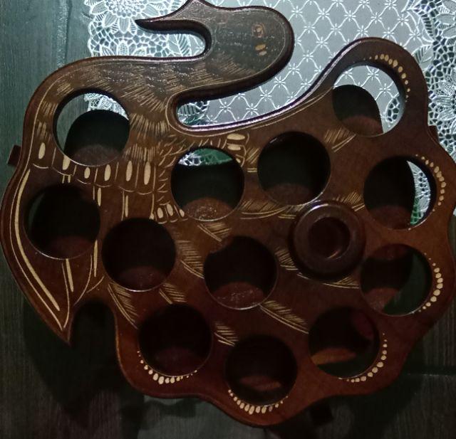 Tempat/tatakan Aqua Gelas Kayu Jati Model Kalkun