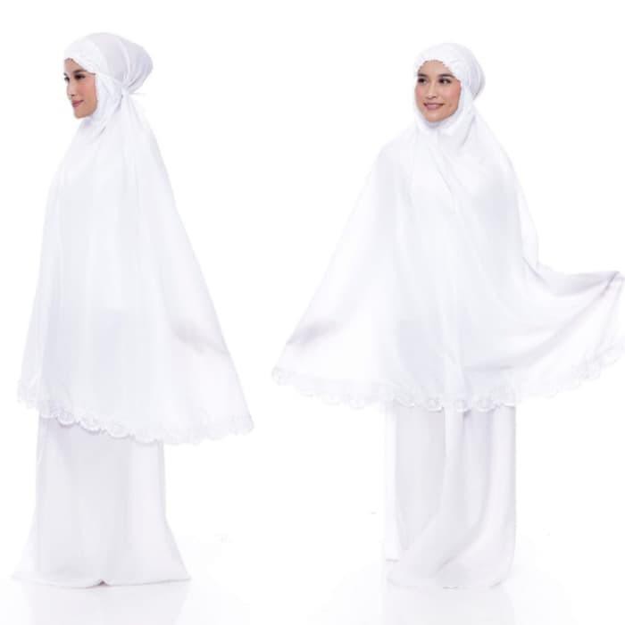 mukena katun putih polos terbaru/terlaris/sovenir n oleh2 haji