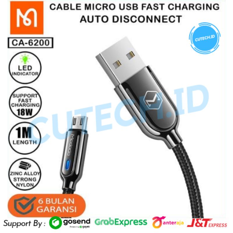 MCDODO KEBEL DATA MICRO USB AUTO DISCONNECT FAST CHARGING 18W / 2A LED