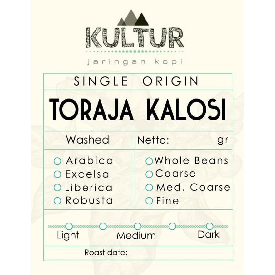 

COFFEE BEAN BIJI KOPI ARABIKA TORAJA KALOSI 100 GR