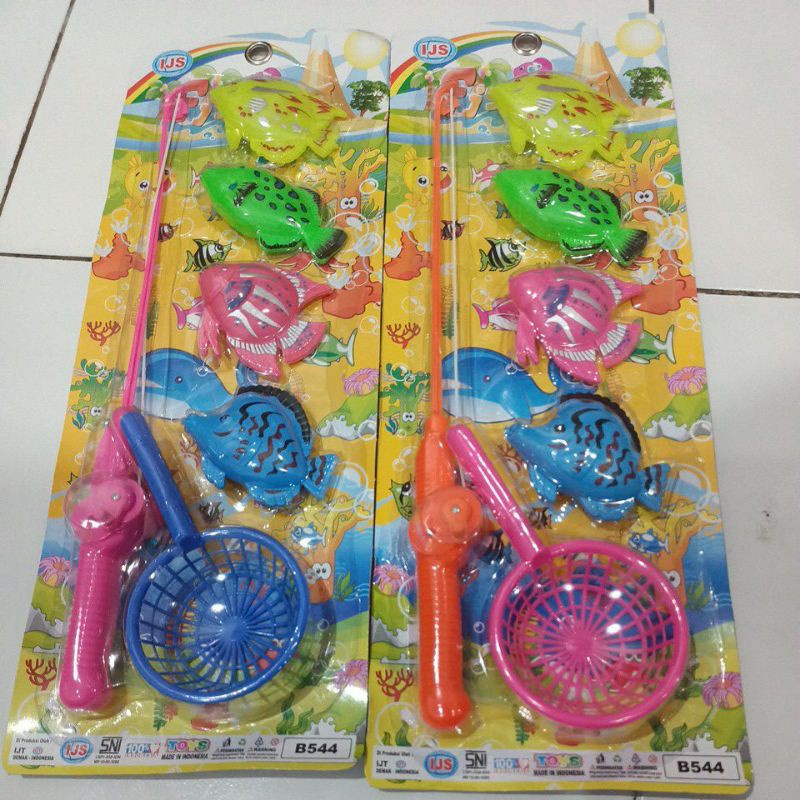 B 544 - Mainan Kail Pancing Isi 4 ikan Happy Fishing Isi  4 pcs B544