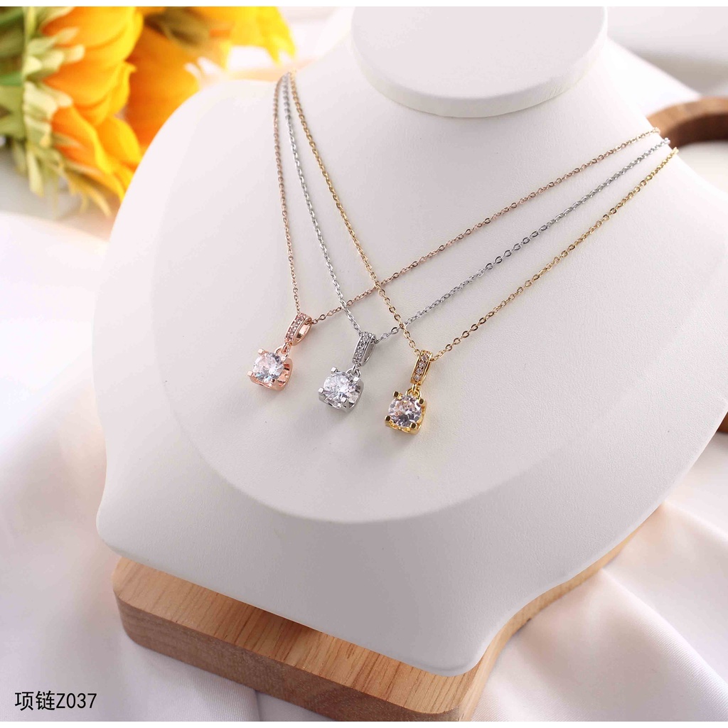 Kalung titanium permata perhiasan fashion 037/7338/141