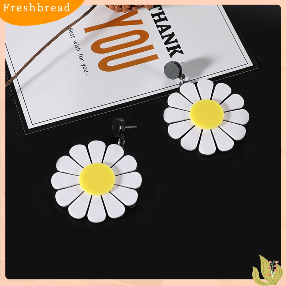 Fresh| Anting Tusuk Gantung Wanita Bahan Akrilik Desain Bunga Aster Besar Untuk Pesta