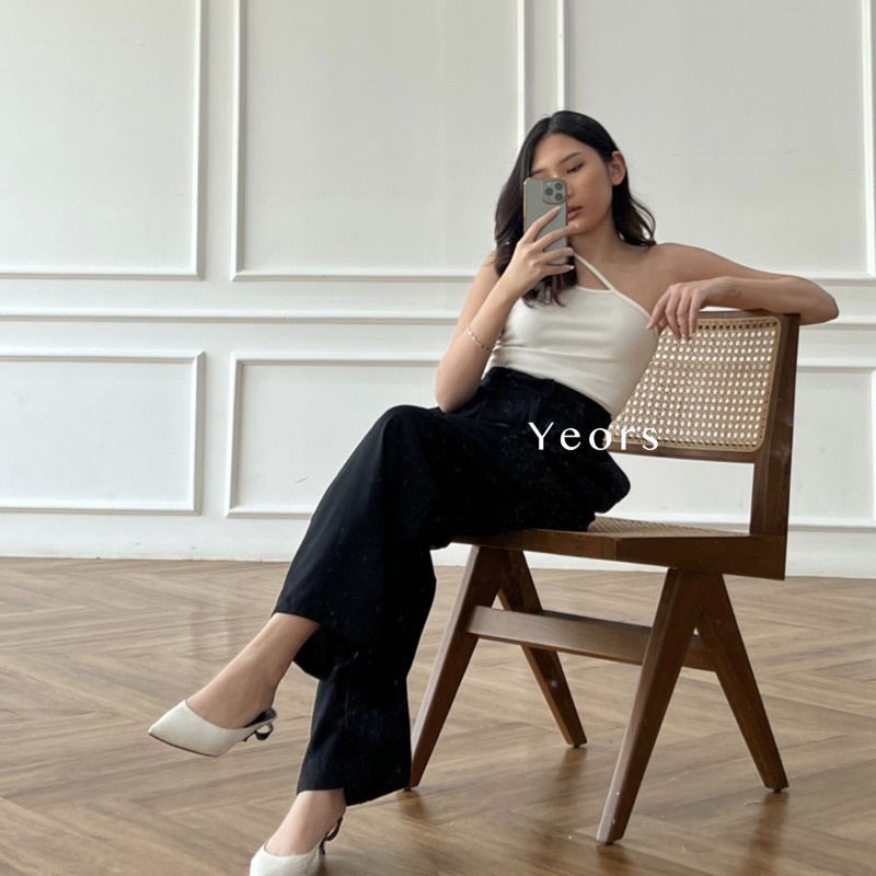 YEORS - Celana Kulot - Wide Leg Highwaist Cullote Kelly Pants - Office Work Pants - Celana Murah Basic Kantor Formal Kasual Wanita - Office Work Trouser - Loungewear Casual Pants - Petite Pants - Celana untuk Wanita Pendek