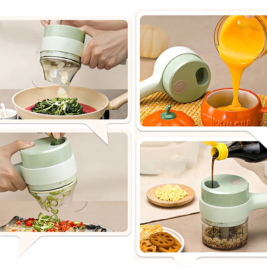 Food Chopper 4 in 1 usb /alat pemotong sayuran/alat pemotong bawang putih elextrik 4 in 1 model genggam atau blender cabe