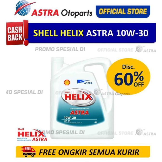 [[BISA COD]] Astra Shell Helix 10W-30 API SN 4 Liter