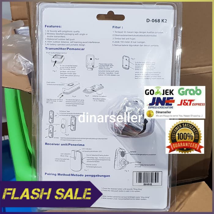 Heles bel rumah wireless  NEW MODEL  tanpa kabel 2 remote