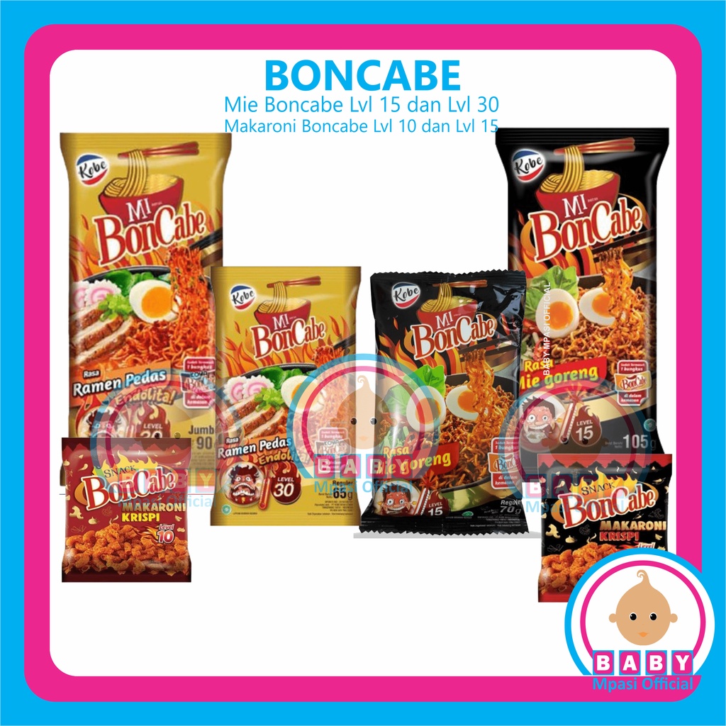 Mi BONCABE rasa mie goreng level 15 dan level 30 bon cabe makaroni boncabe Mi Krispi Snack bon cabe 