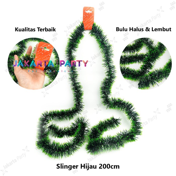 Slinger Natal Hijau Daun Kecil / Slinger Pohon Natal / Dekorasi Natal