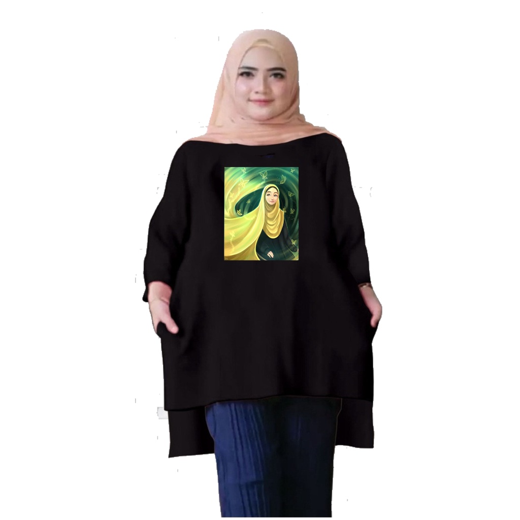 Tunik Jumbo Wanita Hijab Kuning / Atasan Muslim Wanita XL, XXL