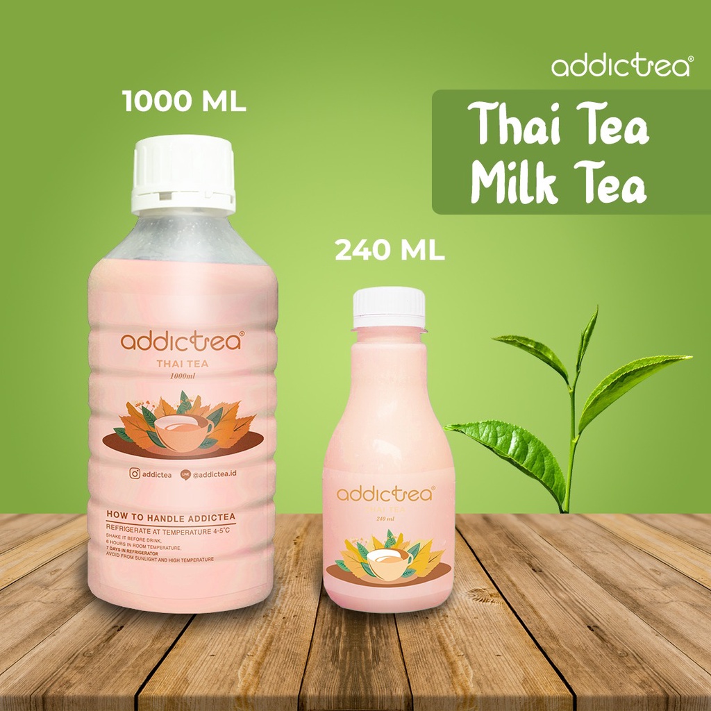 

Addictea Milktea Rasa Thaitea - Minuman Botol Teh Susu Berbagai Rasa 240ml - 1L