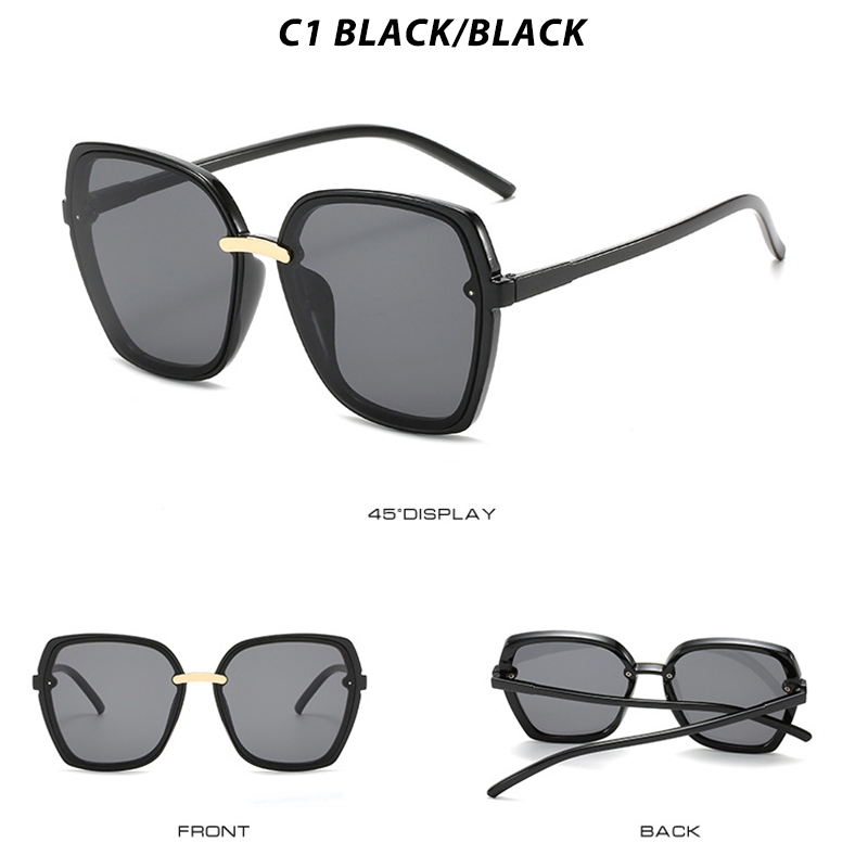 (YUZHU) Bayar di Tempat Kacamata Korean Style Hitam Candy Color Oversized Kacamata Hitam Gaya Wanita Sunglasses