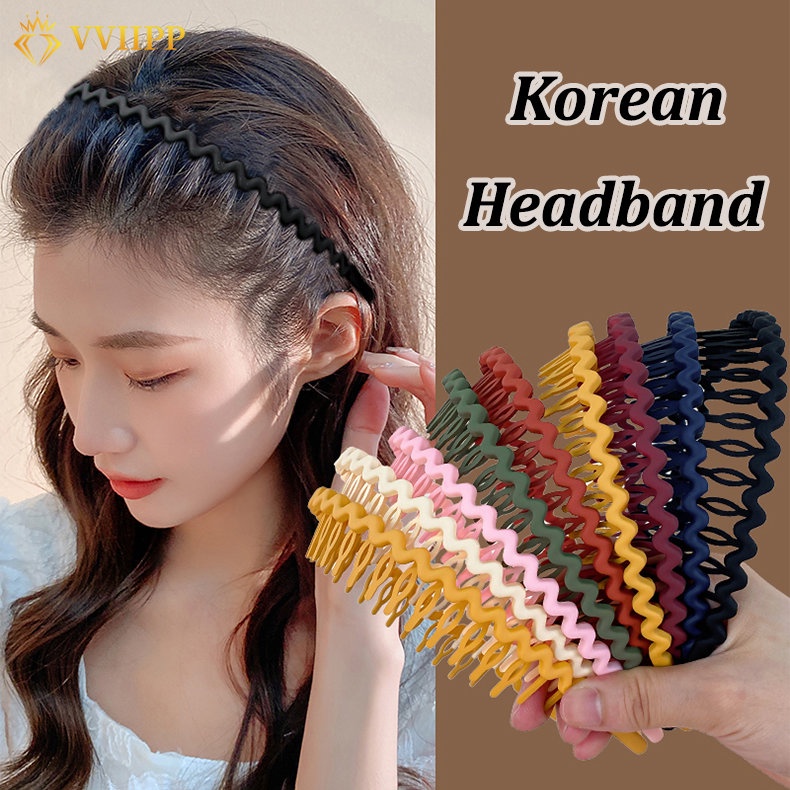 Headband Poni Rambut Gelombang Warna Solid Untuk Aksesoris Wanita