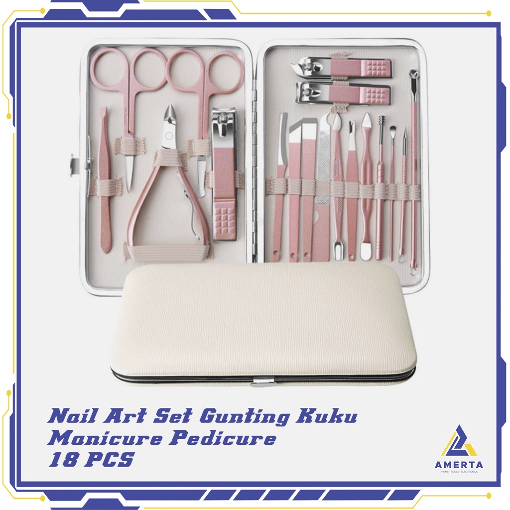 Biutte.co Nail Art Set Gunting Kuku Manicure Pedicure 18 PCS