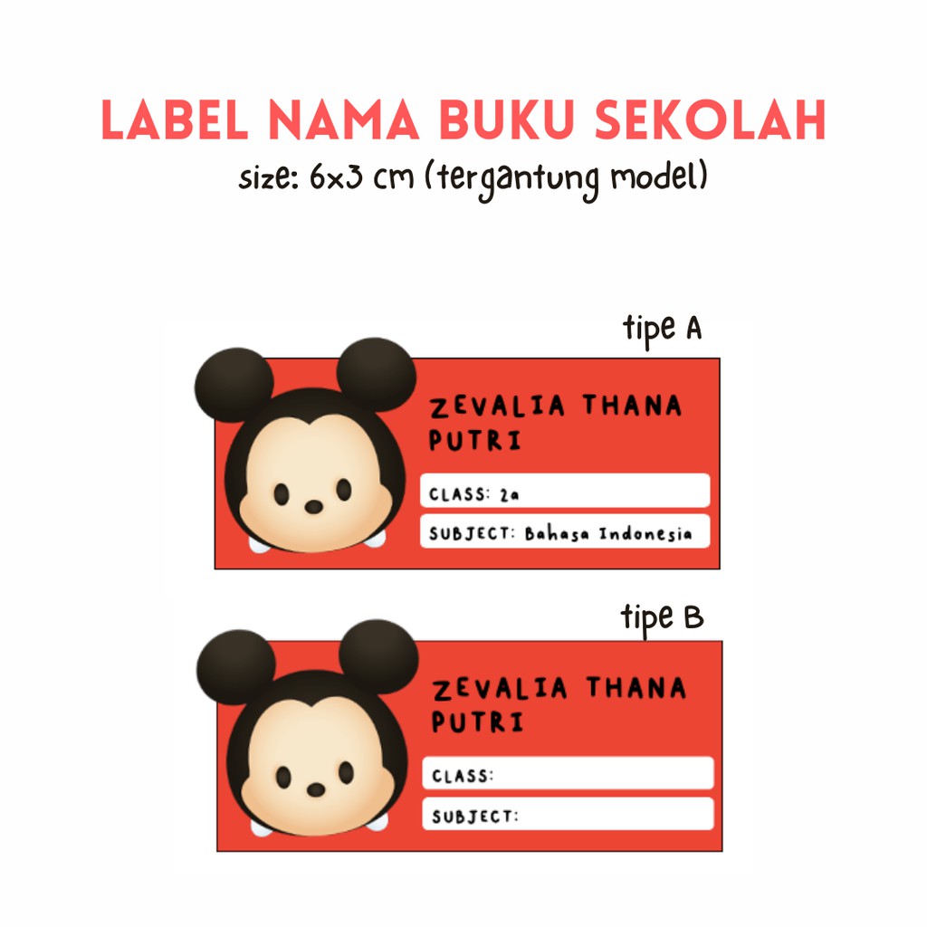 

LABEL NAMA BUKU SEKOLAH - TSUM TSUM SERIES