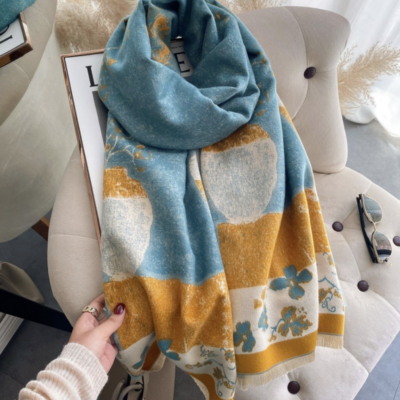 Syal &quot;Jamie&quot; 65 x 180 Motif &quot;Bunga&quot; yang mewah Bahan High Grade Cashmere Immitation