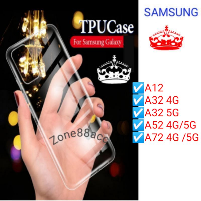 Samsung A12 A32 A52 A72 4G 5G Clear Case TPU Casing Bening Cover Transparan Silicon Ultrathin Softcase Silikon