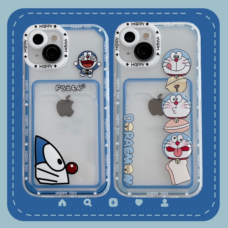 Soft Case Pelindung Lensa Transparan Motif Kartun Doraemon Untuk iPhone 12 13 Pro MAX 11 X XR XS MAX 7 8 Plus