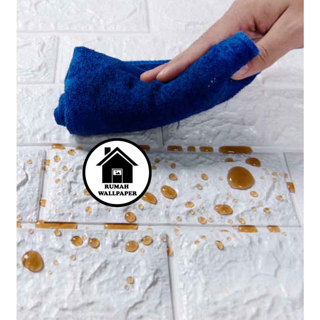 RW Wallpaper Foam Hitam Bata 3D Bata Warna Hitam Premium Wall Paper Sticker Tebal 3MM-4